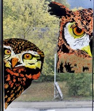 WICOART WINDOW STICKER CLING ART DECO VITRAIL DECAL CORNERS ANGLE HIBOU CHOUETTE