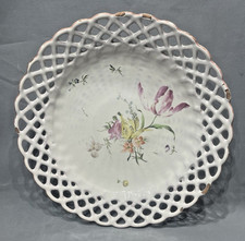 Niderviller Openwork Plate Vannery Earthenware 18th Bouquet 2 Blooming Tulips