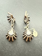 Ancienne Paire De Boucle D’oreille Métal Argenter Createur fleurs clips 