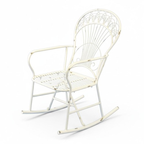 Rocking chair fer blanc