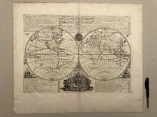 Carte ancienne MAPPEMONDE  Atlas Gueudeville Châtelain XVIIIème siècle