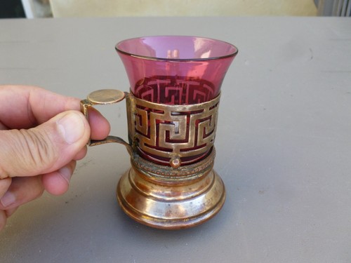 Tasse verre monture laiton - tasse,