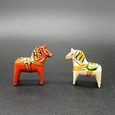 Cheval Dala Dalécarlie Suède 2 Chevaux Miniatures En Bois Nils Olsson Dalahästar