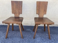 1960 Pair of Brutalist Solid Oak Chairs