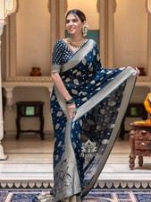 Bleu Marine Mariage Sari