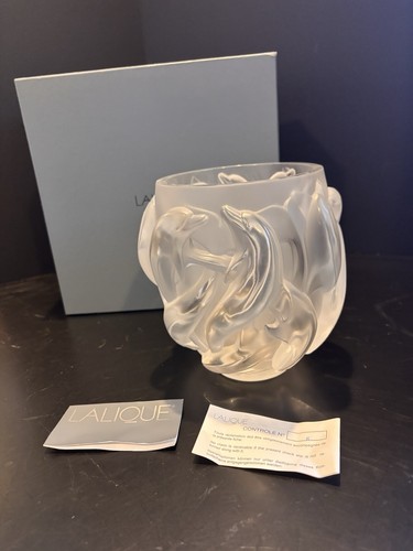 Lalique dauphins vase with - lalique,