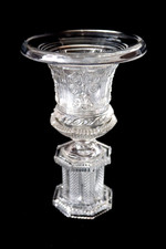 Antique French Baccarat Medicis Gothic Revival pedestal vase c 1830