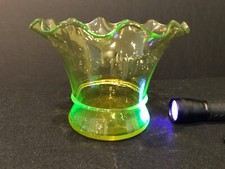 Bohemian Style Vaseline Glass Floriform Vase