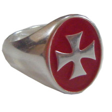 Bague Croix Templier Salle de Bain D'Argent De Femme 17mm Série Croisés Médiéval