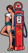 PINUP GARAGE GASOLINE HOT ROD USA AUTOCOLLANT STICKER 12cmX6cm PC025
