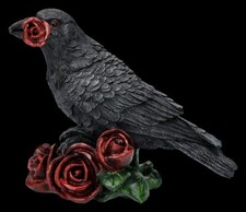 Corbeau Figurine - Rose Of The raven - Gothique Déco Fantaisie Hauteur 11 CM
