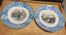 Lot de 2 assiettes à dessert parlantes 2nd Empire - porcelaine de Sarreguemines