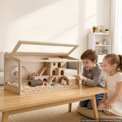 Uimoso wooden hamster - hamster, cage