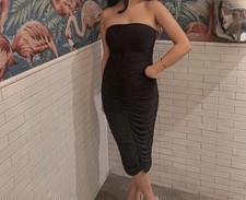 Black Stretchy Femme Luxe Body Con Strapless Evening Dress