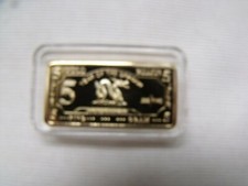 medal - YEAR OF THE DRAGON 5 Gold Plated Bullion Mini Bar
