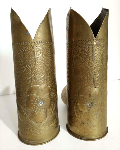Pair engraved brass 75mm - brass,