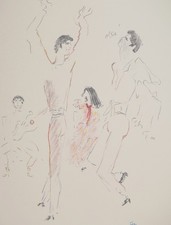 Jean COCTEAU : Chant, Guitare et Flamenco, Lithographie originale signée, 1971