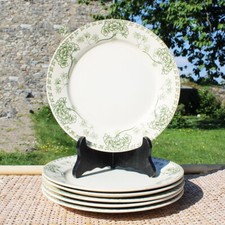 Set de 6 assiettes plates anciennes en faïence de Sarreguemines modèle PALMYRE