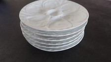 6 Assiettes à Huitre Pillivuyt en Porcelaine Barbotine Blanche