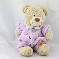 Doudou ours combinaison mauve
