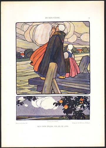 1900 lithographie paysage - lithographie,