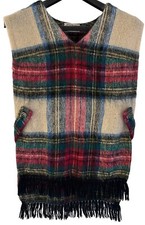 Vintage Glenrannoch Mohair Wool Tartan Gilet Vest Shawl, Scotland UK12-14