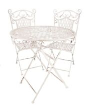 Set 3 Pièces Petite Table Et Deux Chaises De Balcon Terrasse Jardin En Shabby Lm