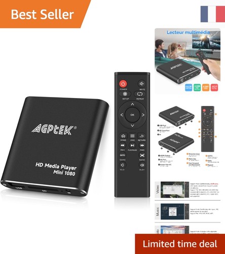 Lecteur multimédia noir 1080p - lecteur,