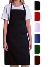 BIB APRON WITH 2 WAIST POCKETS-1 PIECE PACK- COLOR WHITE,BLUE,RED,PINK AND GREEN