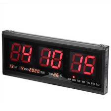 Large Modern LED Digital Wall Clock Date Temperature 24 Or 12 Hour Office 