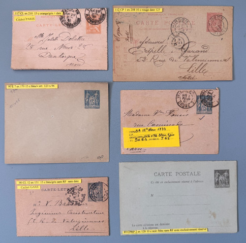 Lot 6 entiers postaux - de, postaux/
