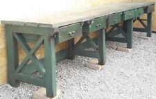 Impressionnant établi industriel atelier 4m ancien meuble métier Old workbench