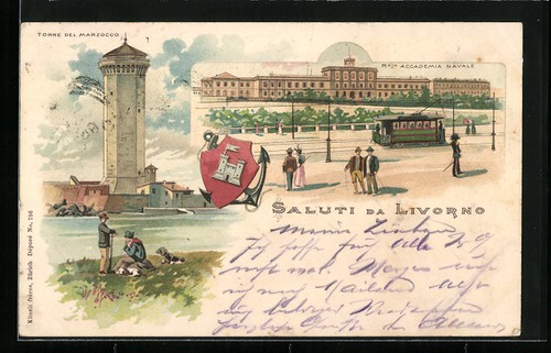 Lithographie livourne torre - lithographie, livourne,
