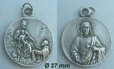 old medal of our lady of the scapular / sacred heart of jesus silver metal