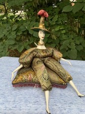 RARE Poupee Millet Isabelle Art Doll ROSE SATIN PAISLEY Chaise Pillow ❤️sj11h1s