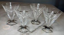 VTG 4 Rose Wine 4" Val St Lambert Anmaur TCPL Hexagon Base Cut Panel Glasses