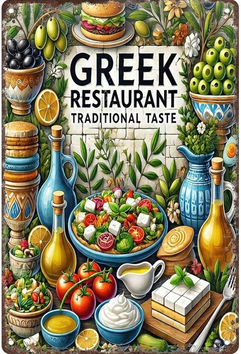 Traditional greek cuisine - greek, tin