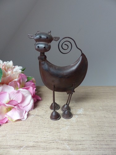 Vache marron métal - vache,