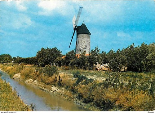 Carte postale moulin à - -, vent