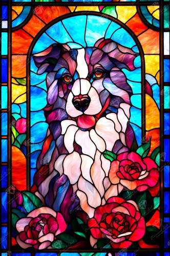 Stained glass border collie - stained,