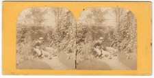 Scène de genre Garcon enfant jockey sur cheval de bois Circa 1865 Photo stereo