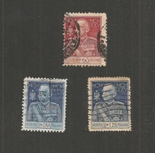 ITALIE ROI VICTOR EMMANUEL III COSTUME MILITAIRE LOT DE 3 TIMBRES OBLITERATIONS