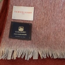 COLOMBO Scarf  Ice Cashmere Italy Fringe Luxury Samuelson 2 Tone Reversible