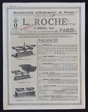 Tariff catalogue 1921 weighing instrument ROCHE Paris Roberval baby scale