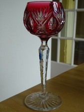 VAL ST LAMBERT ANTIQUE WINE GLASS ROEMER CRYSTAL MODEL RED BOURGET 19.5 cm