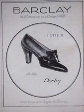 PUBLICITÉ DE PRESSE 1927 BARCLAY BOTTIER SOULIER DERBY CHAUSSURES