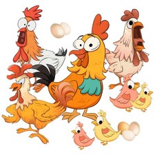 Funny Poulet Stickers Muraux Coq Poule Poussin Sticker Mural avec Oeufs Décor...