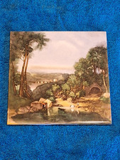 Antique tile tile earthenware peasant scene 