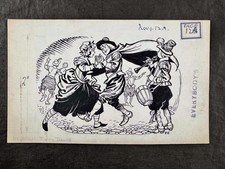 PETER JACKSON (1922-2003) ORIGINAL PEN & INK ARTWORK, HELSTON FURRY DANCE SIGNED