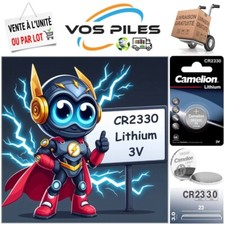 Pile bouton Lithium 3V : CR2330 DL2330 BR2330 ECR2330 EL2330 260 mAh Camelion